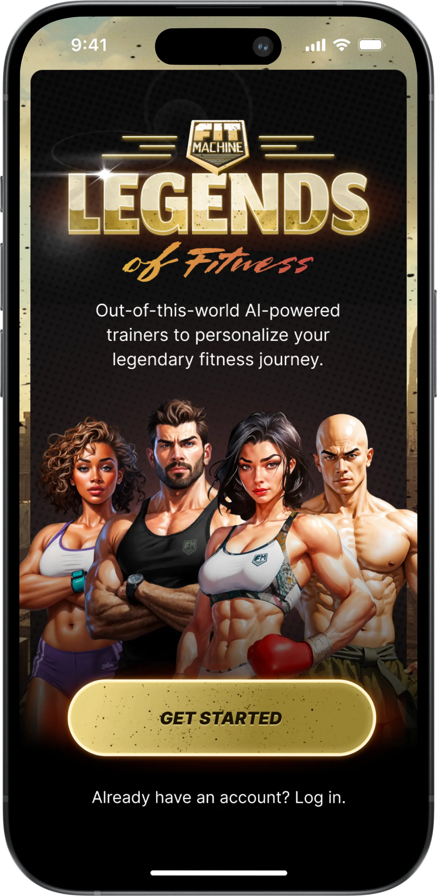 FitMachine app welcome screen